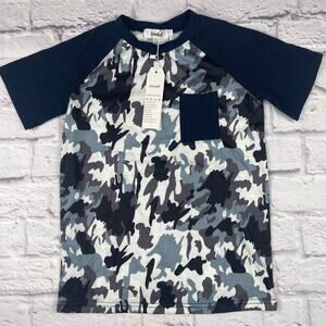 K0-1011 Irevial Kids' Blue Camouflage T-Shirt size 130 (size 8)